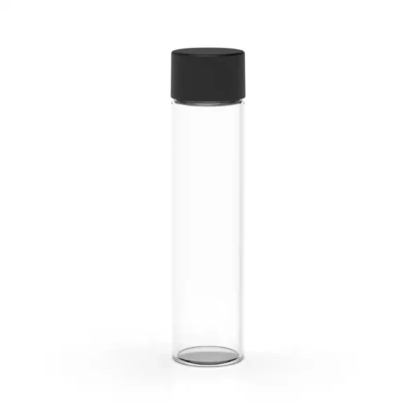 116mm Clear Black Glass Pre Roll Tube - Wide Mouth