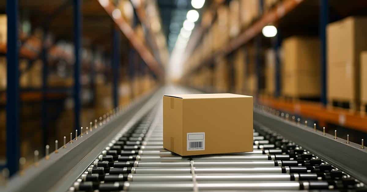 Package on a conveyor belt